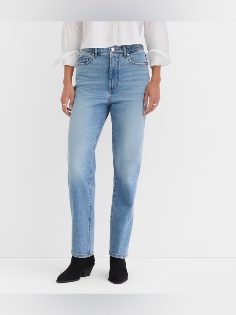 Loft Rivete Jeans Womens 28 Curvy High Rise Straight Aura Wash